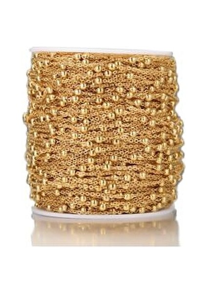 Paslanmaz Altın Kaplama Zincir Takı Yapımı İçin 2 Metre Top Detaylı Aksesuar