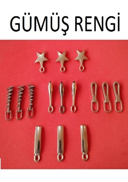 Fermuar Başlık Ucu Seti 15 Adet Kullanım Çanta Mont Fermuar Başlıklarında Vb Yerler