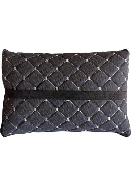 Oto Boyun Bel Destek Yastığı Polarlı Örtü Gri Nakışlı Siyah Yastık fiyatları