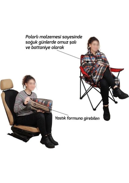 Oto Boyun Bel Destek Yastığı Polarlı Örtü Gri Nakışlı Siyah Yastık fırsatları