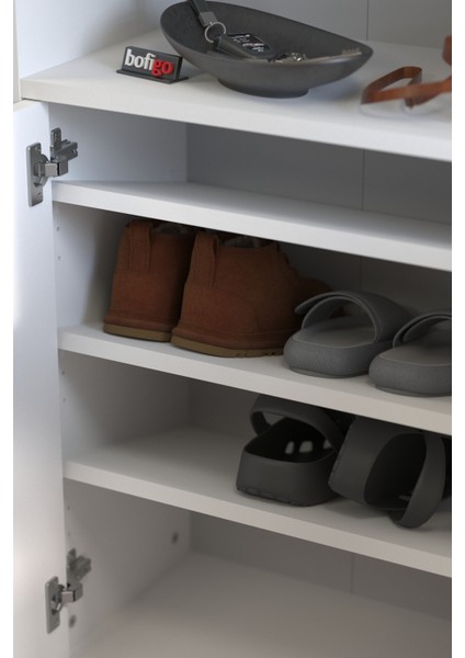 4 Kapaklı Ayakkabılık 9 Bölmeli Ayakkabılık Çok Amaçlı Dolap Beste Beyaz indirimleri