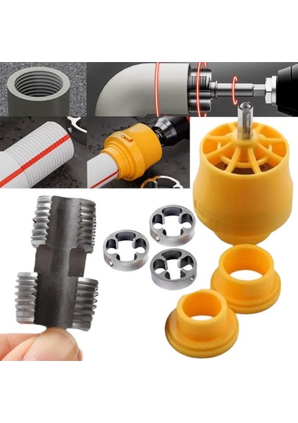 6425 Pvc Pprc Boru Için Iç ve Dış Diş Açma Aparatı Seti 9 Parça