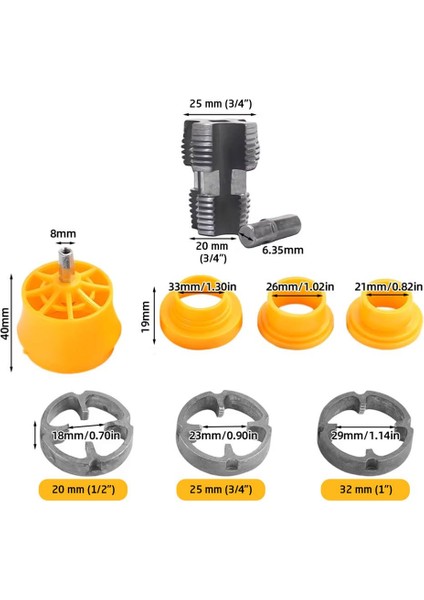 6425 Pvc Pprc Boru Için Iç ve Dış Diş Açma Aparatı Seti 9 Parça