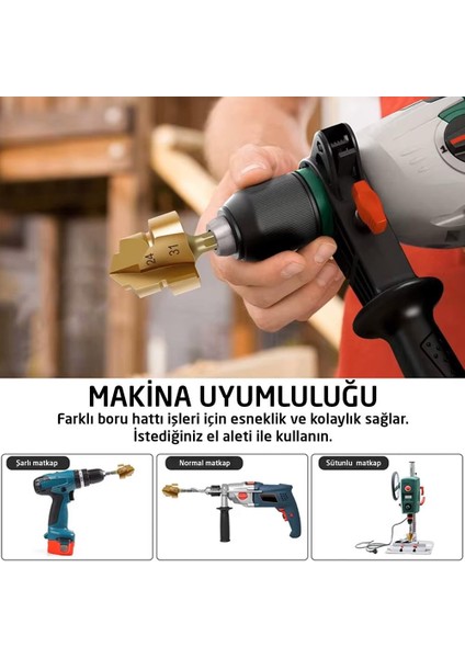 6414 Bits Saplı Pprc Pvc Plastik Boru Genişletme Havşa Seti 3 Parça