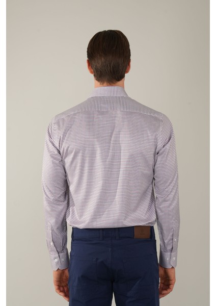 Kırmızı Uzun Kol Klasik Z Yaka Cepsiz Erkek Gömlek GMKLS250031_D24 fiyatları