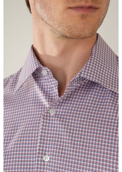 Kırmızı Uzun Kol Klasik Z Yaka Cepsiz Erkek Gömlek GMKLS250031_D24 modelleri