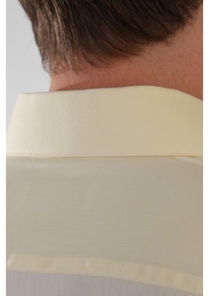 Klasik Yaka Regular Fit Sarı Uzun Kol Cepsiz Erkek Gömlek GMKLS250061_C17 fırsatları