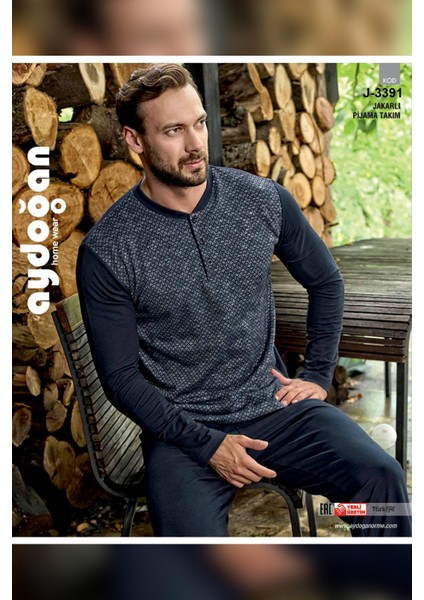 Erkek Tekin Jakarlı Kışlık Lacivert Pijama Takım 3391 fiyatları