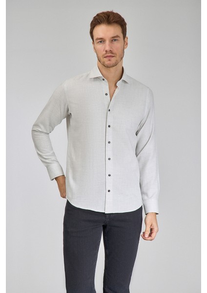 Regular Fit İtalyan Yaka Taş Pamuk Erkek Gömlek GMFLN0222303221_D60