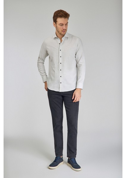 Regular Fit İtalyan Yaka Taş Pamuk Erkek Gömlek GMFLN0222303221_D60 fiyatları
