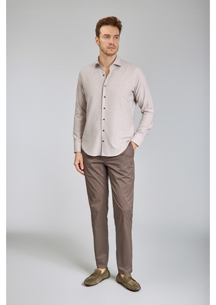 Regular Fit İtalyan Yaka Bej Pamuk Erkek Gömlek GMFLN0222303221_D07 fiyatları