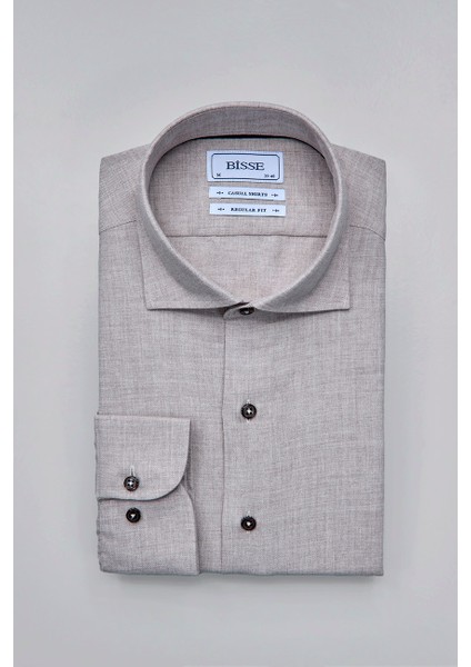 Regular Fit İtalyan Yaka Bej Pamuk Erkek Gömlek GMFLN0222303221_D07 modelleri