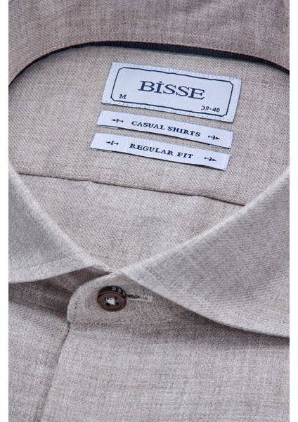 Regular Fit İtalyan Yaka Bej Pamuk Erkek Gömlek GMFLN0222303221_D07 fırsatları