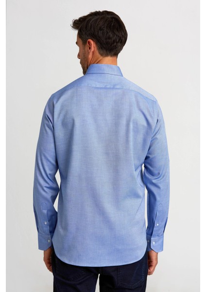 Regular Fit Paşa Yaka Düğmeli İndigo Pamuk Erkek Gömlek GMOK3PS22400001_D66 fiyatları