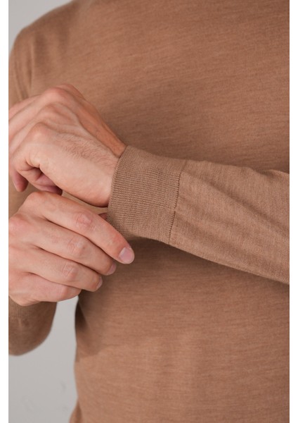 Erkek Yün Basic Yarım Balıkçı Yaka Triko Camel TR23KNOS23210_D70 fırsatları