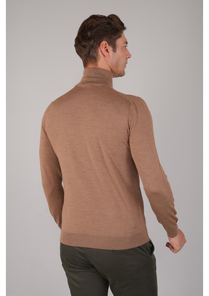 Erkek Yün Basic Yarım Balıkçı Yaka Triko Camel TR23KNOS23210_D70 indirimleri