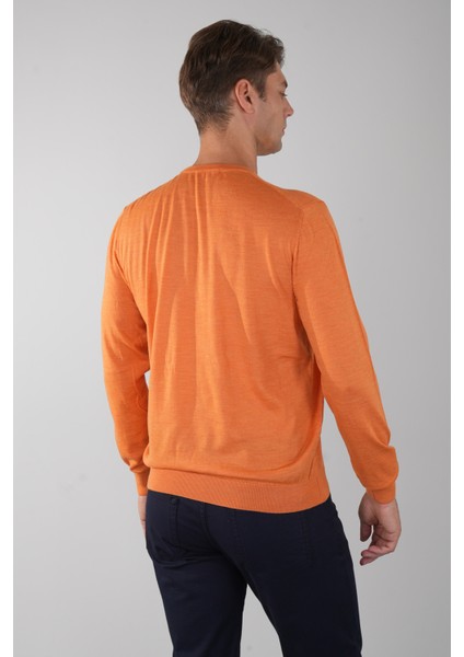 Erkek Turuncu Bisiklet Yaka Yün Triko TR23KNOS23206_D64 fiyatları
