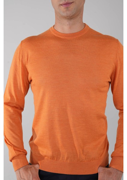 Erkek Turuncu Bisiklet Yaka Yün Triko TR23KNOS23206_D64 modelleri