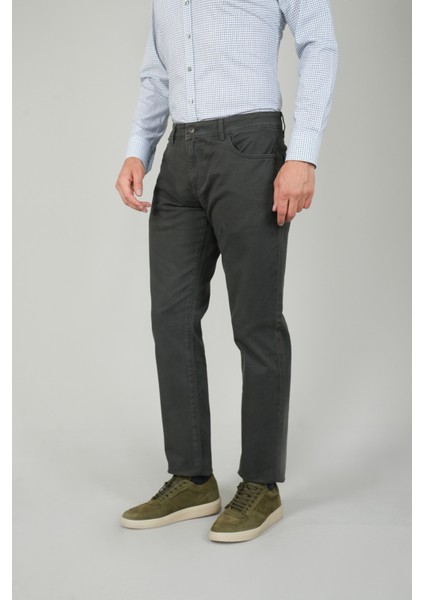 Yeşil Gabardin Pamuk 5 Cepli Spor Pantolon PNS24K24004_D47