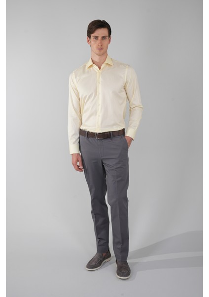 Klasik Yaka Regular Fit Sarı Uzun Kol Cepsiz Erkek Gömlek GMKLS250061_C17 indirimleri