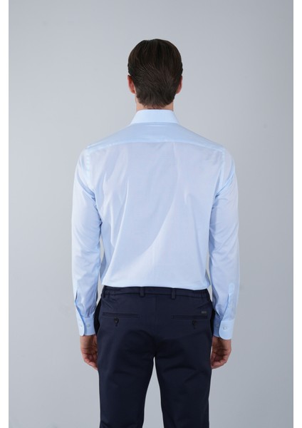 İtalyan Yaka Regular Fit Açık Mavi Uzun Kol Cepsiz Erkek Gömlek GMKLS250060_33 fiyatları