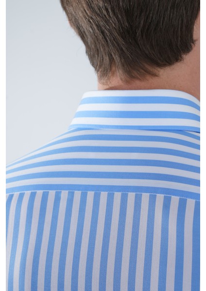 Uzun Kol İtalyan Yaka Cepsiz Mavi Pamuk Erkek Gömlek GMCZG250023_D35 modelleri