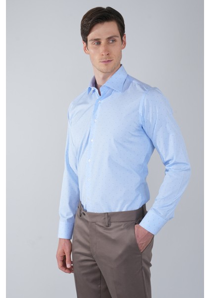 Mavi Uzun Kollu Pamuk Basic Erkek Cepsiz Gömlek GMKLS250008_D35