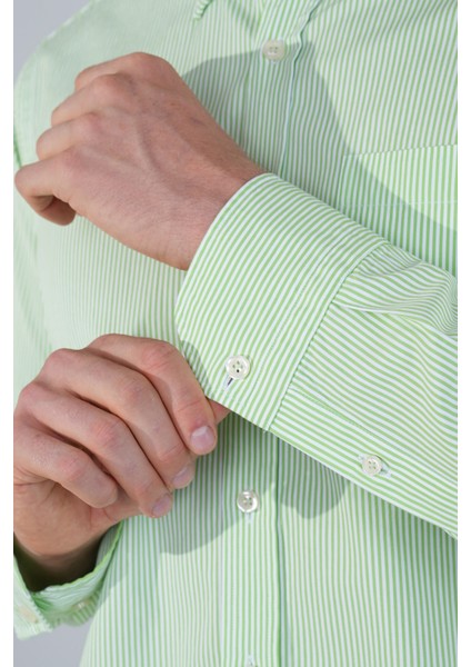 Uzun Kol Cepsiz Yeşil Pamuk Erkek Gömlek GMCZG250019_D47 fırsatları