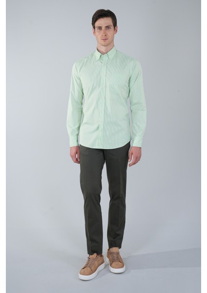 Uzun Kol Cepsiz Yeşil Pamuk Erkek Gömlek GMCZG250019_D47 indirimleri