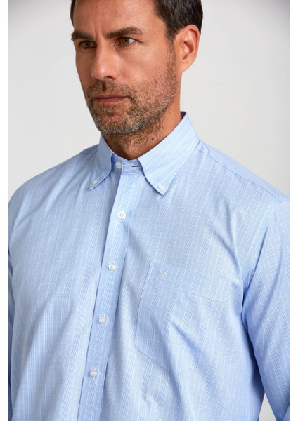 Regular Fit Ekoseli Mavi Klasik Erkek Gömlek GM23K232012_D35 fırsatları