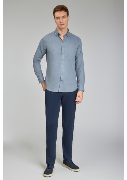 Regular Fit Paşa Yaka İndigo Spor Erkek Gömlek GMFLN0122300211_D66 fiyatları