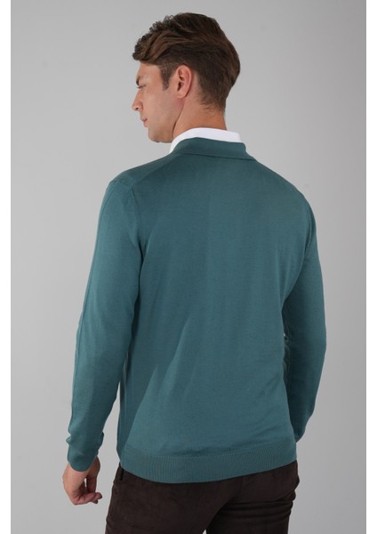 Polo Yaka Fermuar Detaylı Mint Erkek Yün Triko TR23KNOS23211_D50 fiyatları