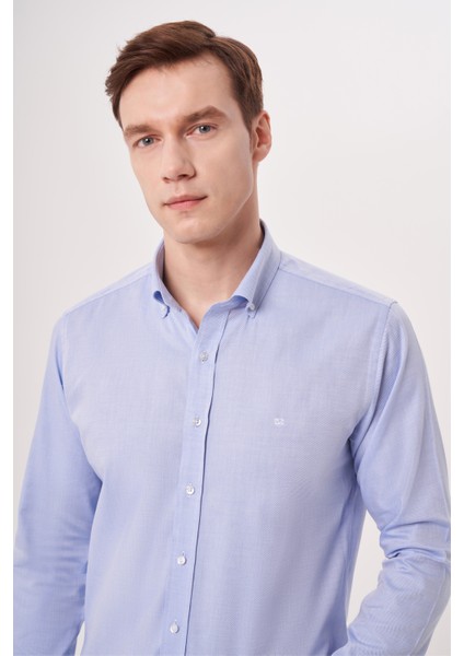 Regular Fit Paşa Yaka Mavi Erkek Gömlek GM23Y231163_D35 modelleri