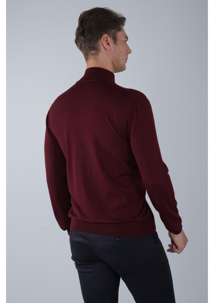 Erkek Yün Basic Yarım Balıkçı Yaka Triko Bordo TR23KNOS23210_D25 fiyatları