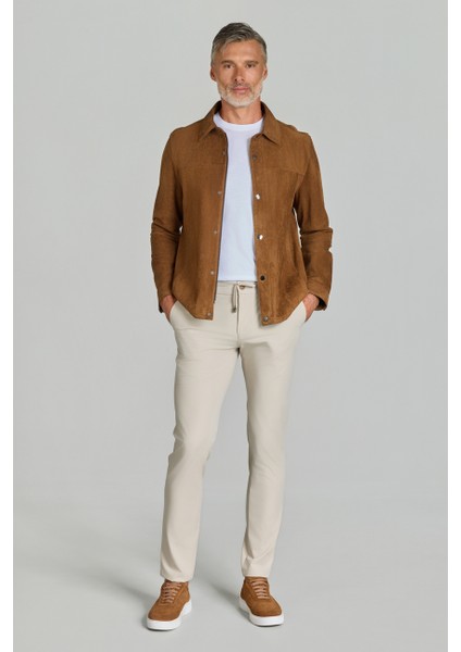 Erkek Açık-Kahve Gerçek Deri Mont DM25Y25001_D10