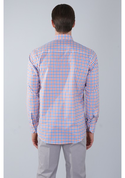 Regular Fit Paşa Yaka Cepsiz Turuncu Pamuk Erkek Gömlek GMCZG250049_D64 fiyatları