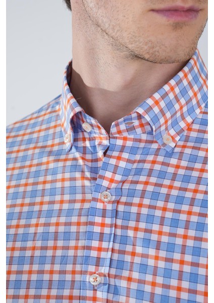 Regular Fit Paşa Yaka Cepsiz Turuncu Pamuk Erkek Gömlek GMCZG250049_D64 modelleri