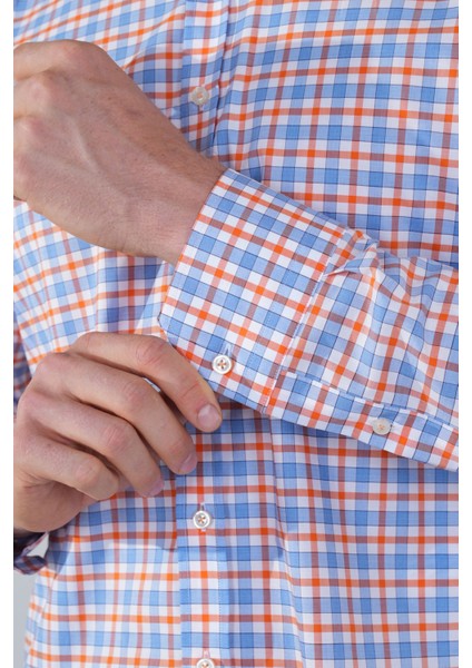 Regular Fit Paşa Yaka Cepsiz Turuncu Pamuk Erkek Gömlek GMCZG250049_D64 fırsatları