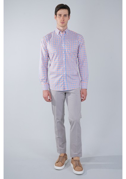 Regular Fit Paşa Yaka Cepsiz Turuncu Pamuk Erkek Gömlek GMCZG250049_D64 indirimleri