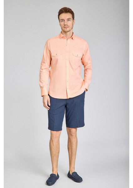 Regular Fit Yaka Düğmeli Oranj Pamuk Erkek Gömlek GMOKA1224003_D22 fiyatları