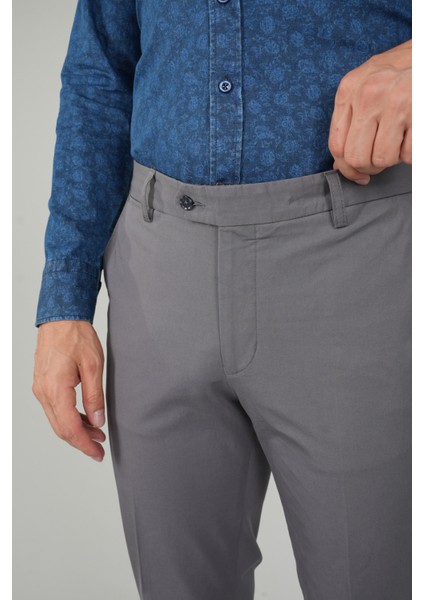 Koyu Gri Pamuk 4 Cepli Pilesiz Erkek Pantolon PNS24Y24108_D56 modelleri