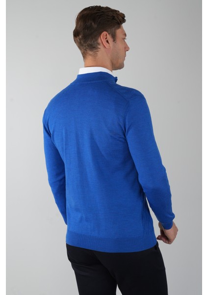 Erkek Yarım Balıkçı Yaka Fermuar Detaylı Jakarlı Triko Sax TR23K23208_D37 fiyatları