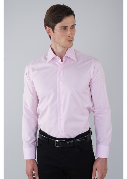 Pembe Uzun Kol Basic Cepsiz Erkek Gömlek GMKLS250014_D29