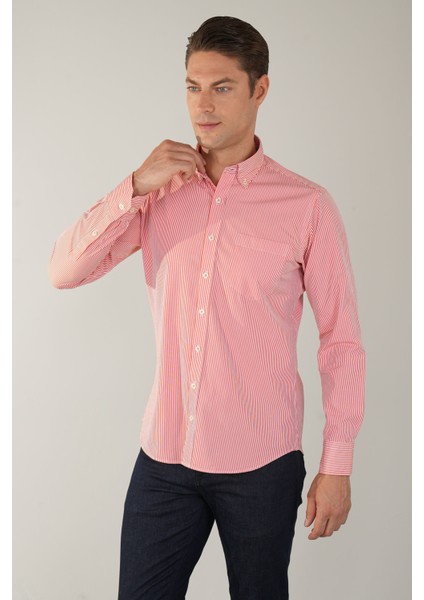 Uzun Kol Cepsiz Turuncu Pamuk Erkek Gömlek GMCZG250019_D64 indirimleri