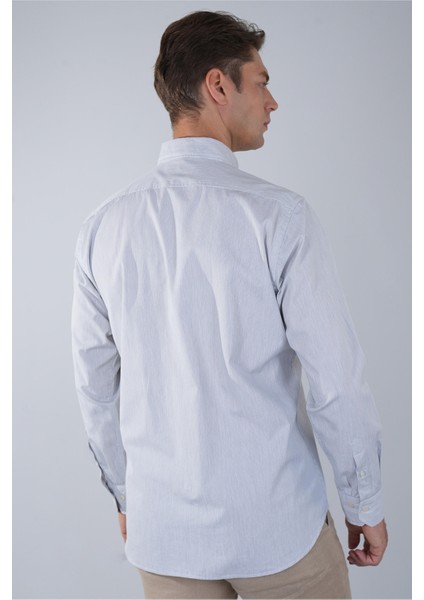 Uzun Kol Paşa Yaka Cepsiz Gri Pamuk Erkek Gömlek GMCZG250013_D55 fiyatları