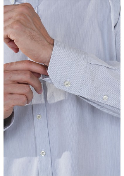 Uzun Kol Paşa Yaka Cepsiz Gri Pamuk Erkek Gömlek GMCZG250013_D55 fırsatları