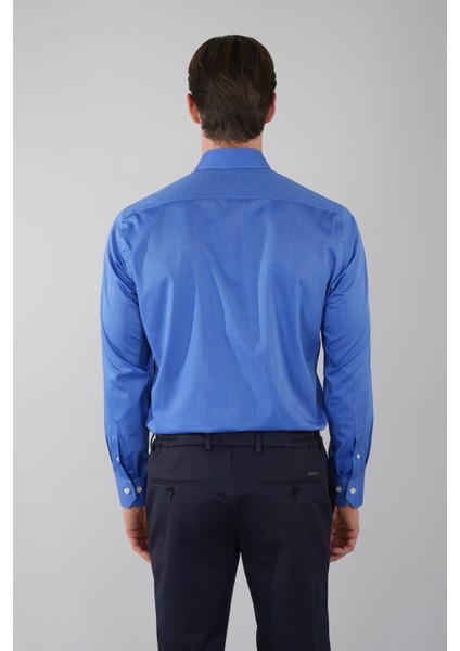 Regular Fit Cepsiz Pamuk Mavi Erkek Gömlek GMKLS250053_35 fiyatları