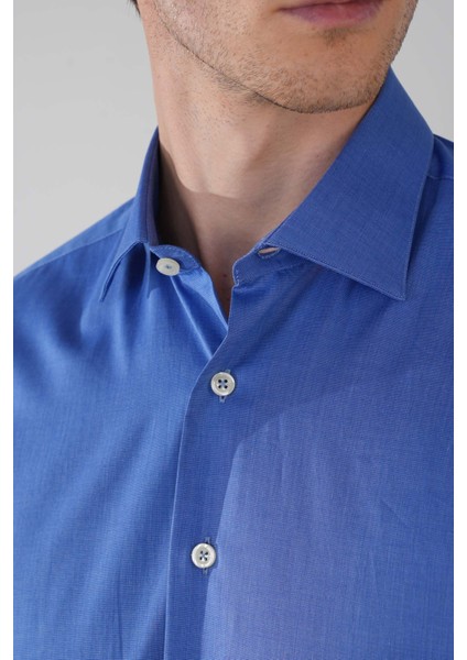 Regular Fit Cepsiz Pamuk Mavi Erkek Gömlek GMKLS250053_35 modelleri