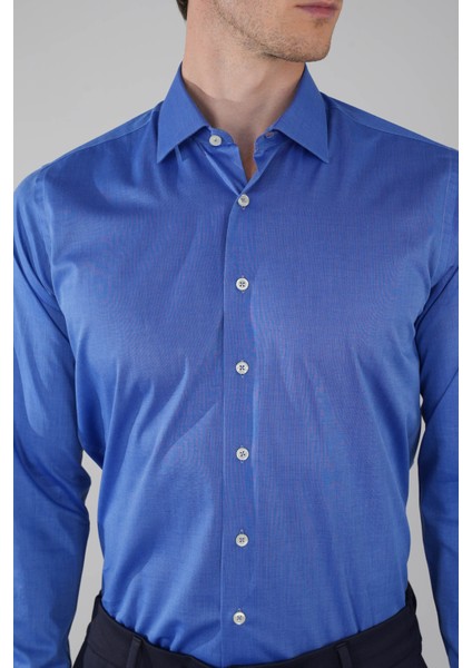 Regular Fit Cepsiz Pamuk Mavi Erkek Gömlek GMKLS250053_35 fırsatları