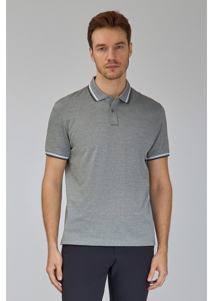 Supima Gömlek Yaka Cool Touch Haki Erkek T-Shirt TS25Y25122_D49